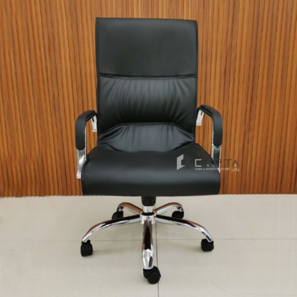 Ghế văn phòng nệm giả da chân xoay CE4605-P Nội thất Capta Ghế nhân viên lưng trung pvc xoay nâng hạ gật gù chân thép mạ chrome office chair hcm