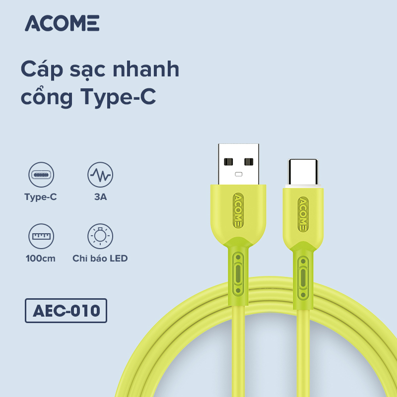 Cáp Sạc Nhanh ACOME Tương Thích Với Các Thiết Bị IOS/Android [HÀNG CHÍNH HÃNG]