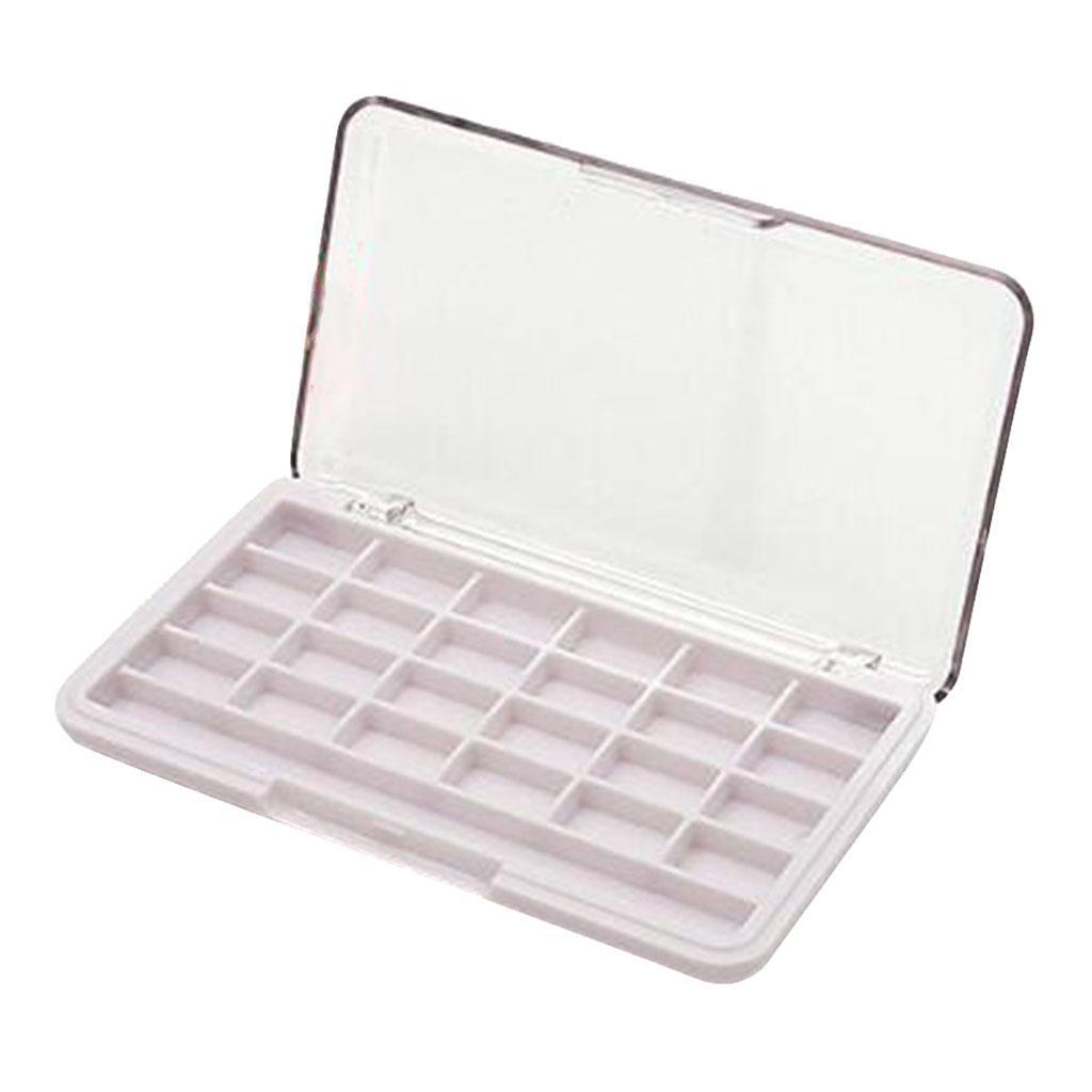2Pcs 24 Grids Eyeshadow Palette Box Blush Powder Holder Case w/ Brush Slot