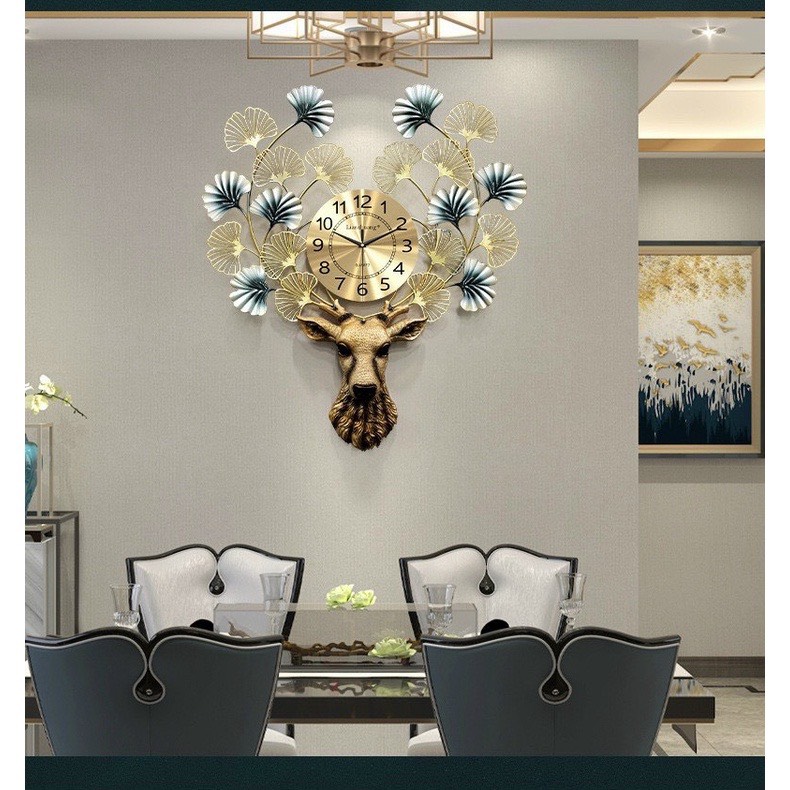 Đồng hồ treo tường trang trí Tuần Lộc decor TL1 kích thước 76 x 72 cm