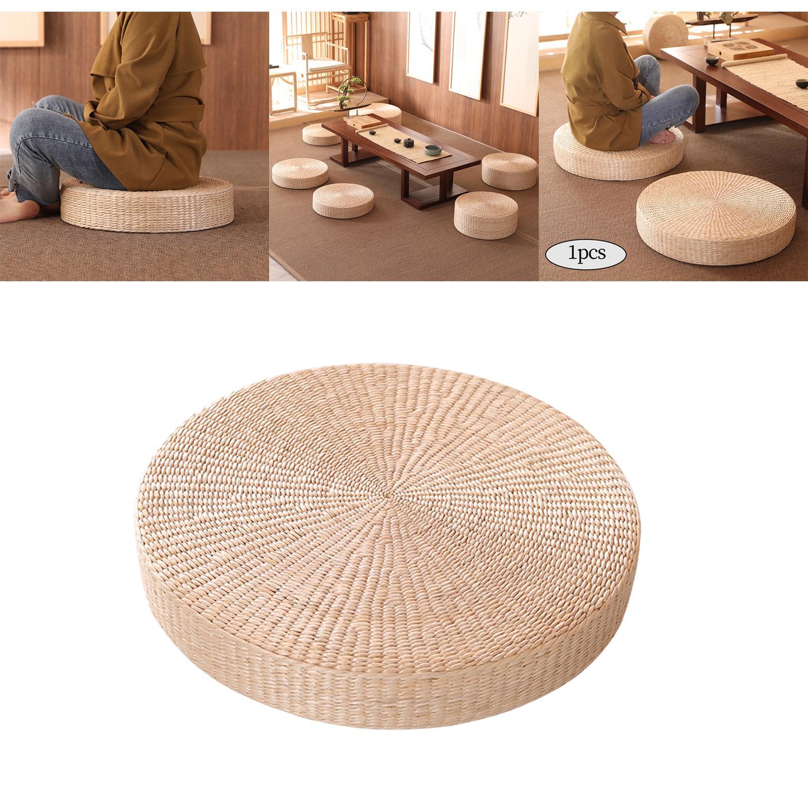 Round Shape Straw Floor Seat Cushion Handmade for Dining Room Home Decor