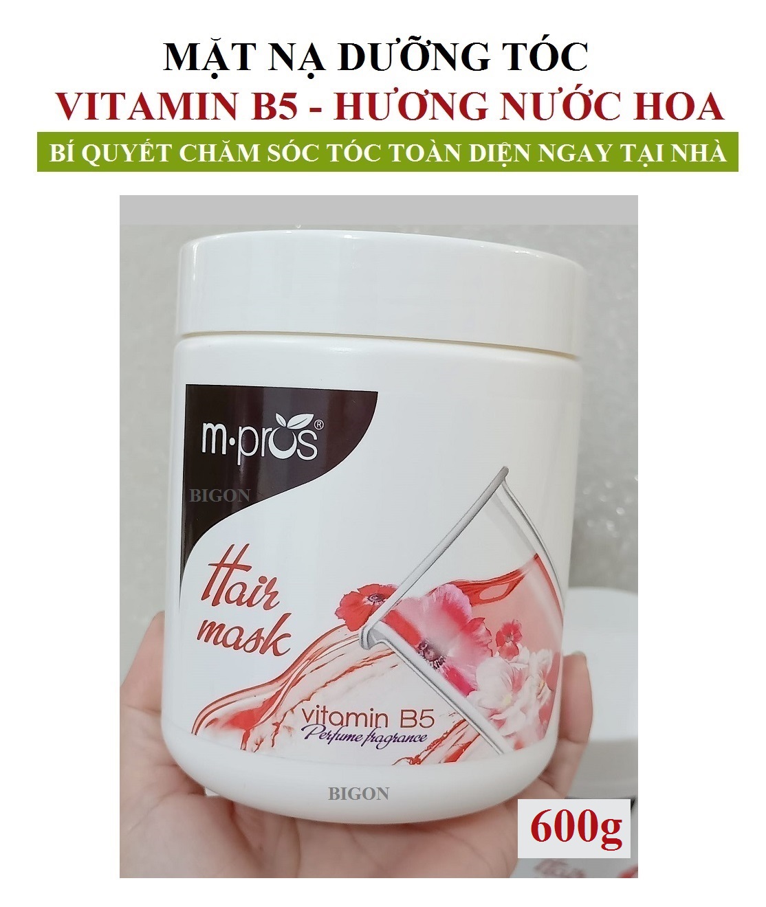 Hấp Dầu Siêu Dưỡng Hương Nước Hoa, Vitamin B5 M.Pros 600g / Mặt Nạ Dưỡng Tóc M.Pros Hair Mask Vitamin B5 600g