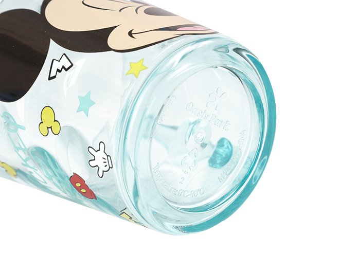 Ly quai cầm tay trong suốt hình chuột Mickey màu xanh siêu cute cho bé trai 260ml - 58VNDM2490
