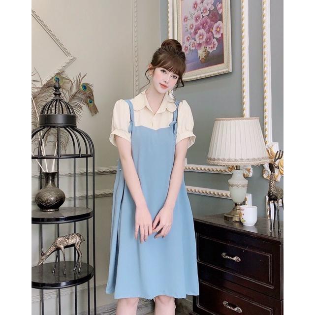 Đầm yếm bầu babydoll VB131 Nâu  Shop Bầu Đẹp  Đồ Bầu Công Sở