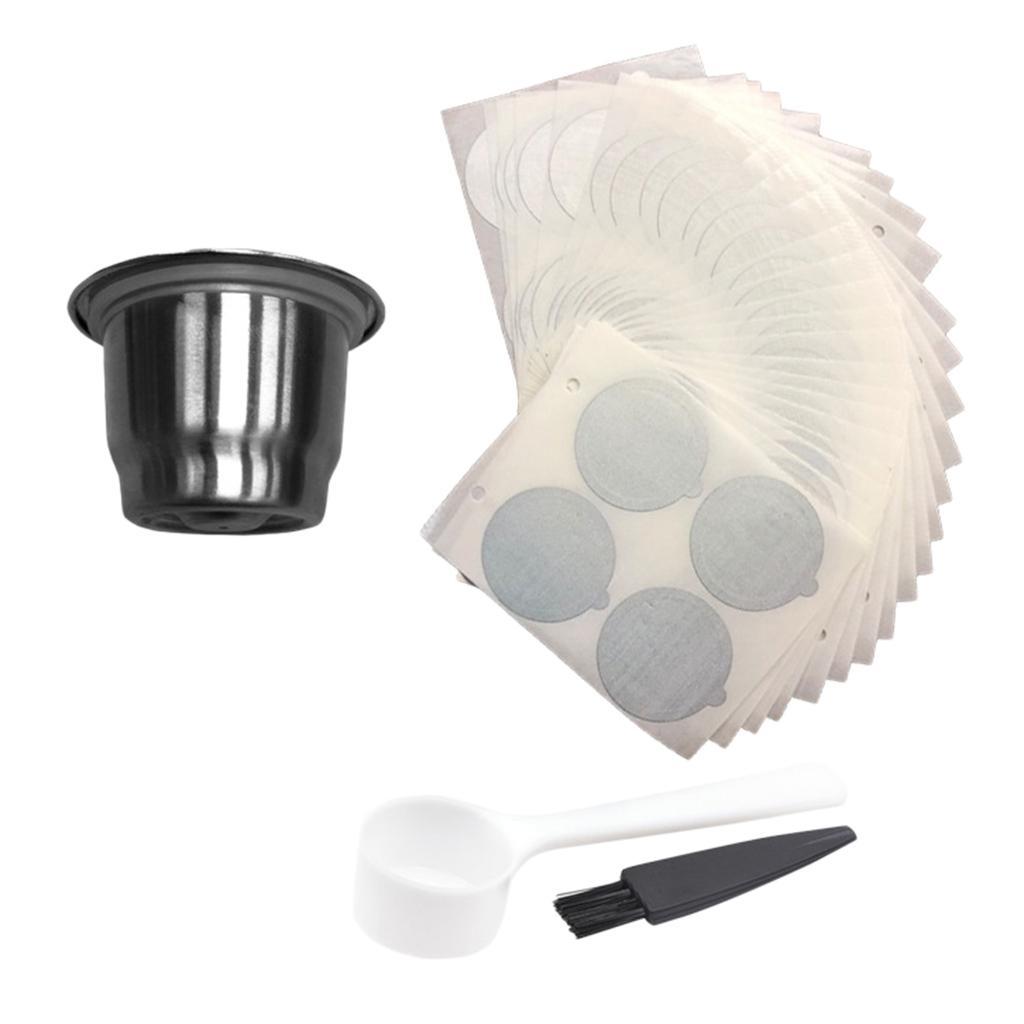 Reusable Coffee Capsule Cup Filter with Aluminum Foil Lids for Home Office