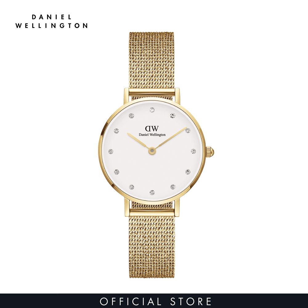 Đồng hồ Nữ Daniel Wellington Lưới - Petite 28 Pressed Evergold Lumine G White 28mm DW00100604