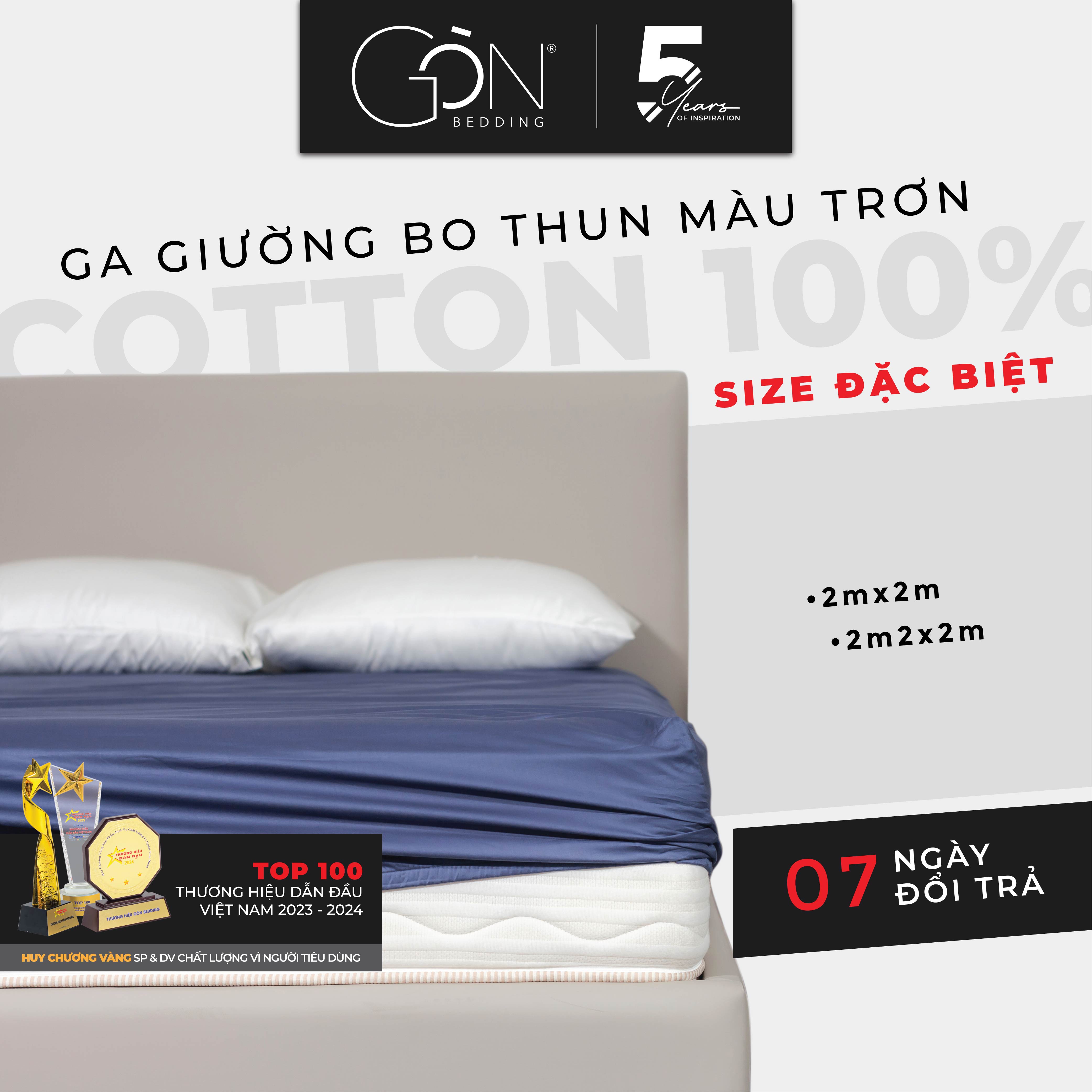 Ga Giường Bo Thun Gòn Bedding Cotton 100% Hàn Quốc 2mx2m-2m2x2m (ĐẶT HÀNG 1-2 NGÀY)