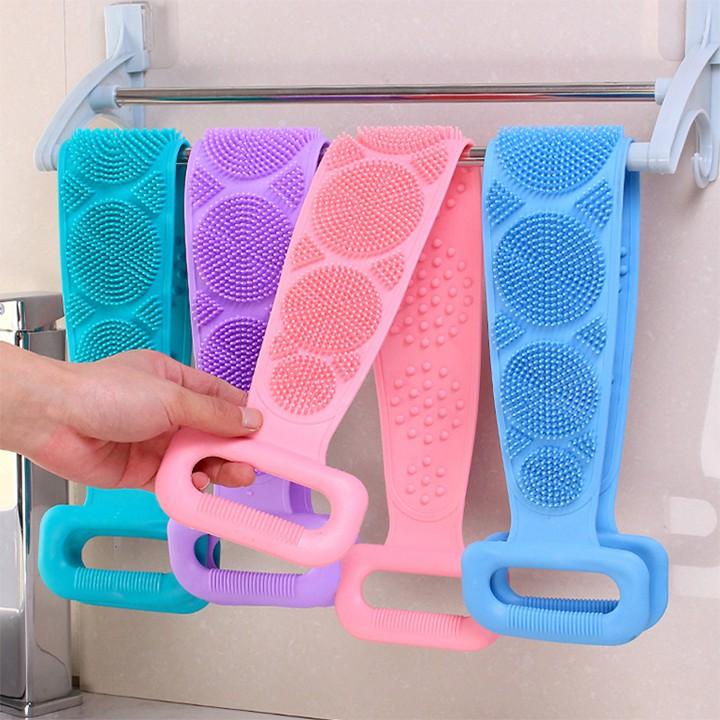 Dây Đai Chà cọ Lưng 2 Mặt Đa Năng bằng silicon kỳ cọ massage tẩy da chết khi tắm, giảm mụn lưng TT&GD