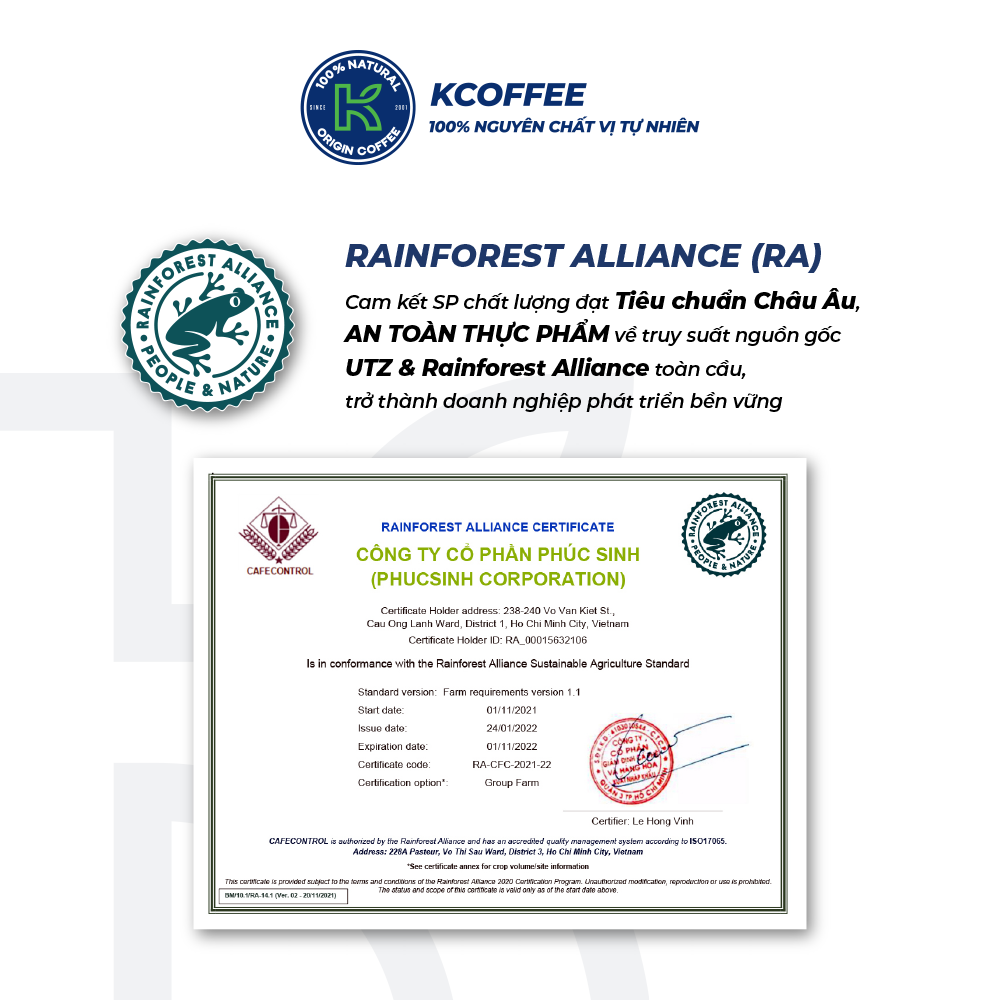 Cà phê rang xay KCoffee 100% Robusta Arabica nguyên chất K-LIFE
