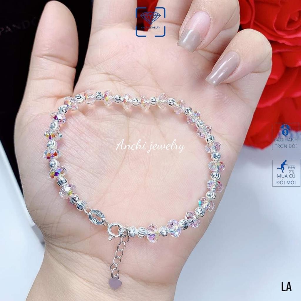 Vòng tay đá pha lê nữ bạc ý 925 cao cấp đeo cực cute - Anchi jewelry, quà tặng bạn gái