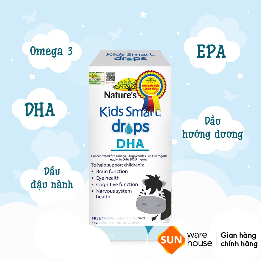 DHA Nature's Way Kids Smart Drops DHA Dạng Giọt Giúp Tăng IQ, Phát Triển Não Bộ Cho Bé 20ml