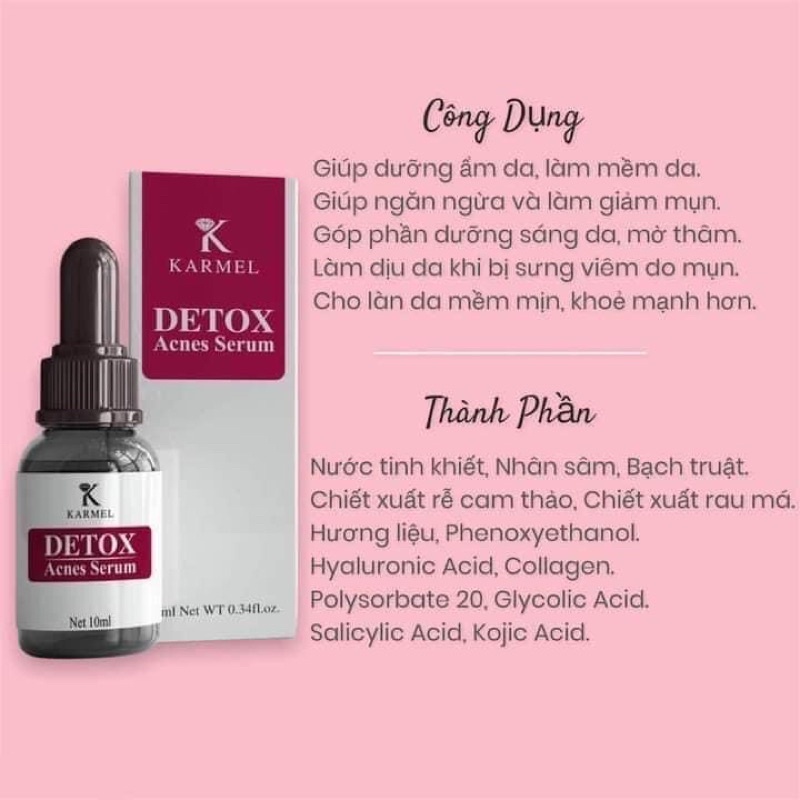 SERUM MỤN DETOX ACNES KARMEL 10ml -Ngừa Mụn, mờ vết thâm, mờ nám, tái tạo da, dưỡng trắng da