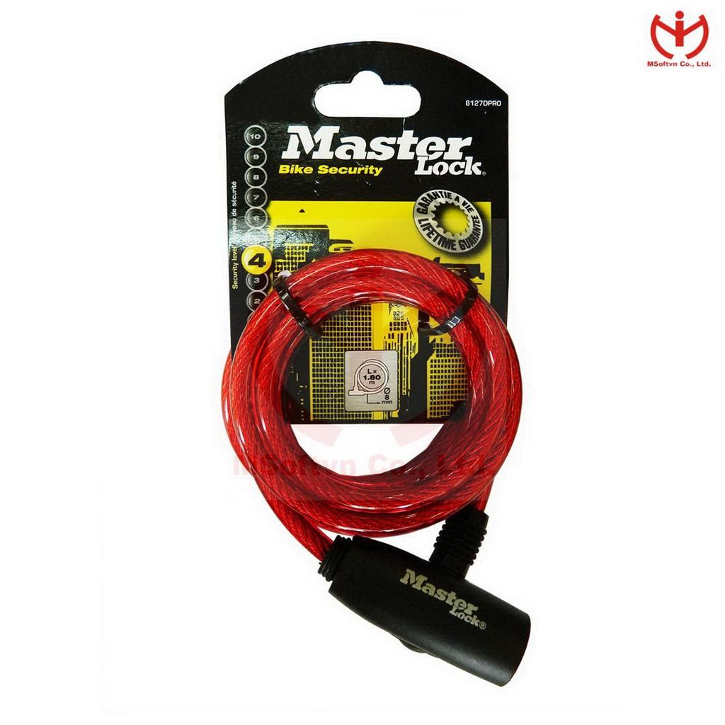 Khóa xe đạp Master Lock 8127 EURDPRO dây cáp thép dài 1.8m x 8mm dùng chìa - MSOFT