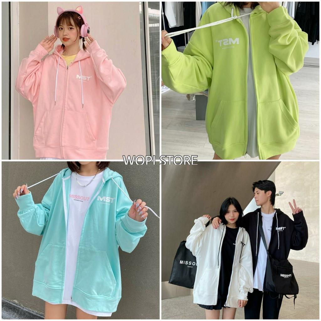 Áo Khoác Nỉ Bông Dây Kéo MISSOUT COLOR Form Rộng Unisex