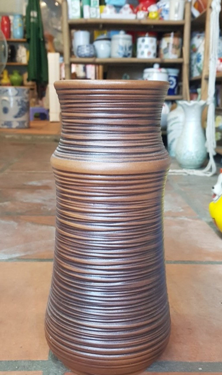 Bình hoa nâu, dạng ống tròn, cao 31cm, trang trí nhà cửa, quà tặng tân gia, sinh nhật, gốm Bát Tràng. Giao từ HCM