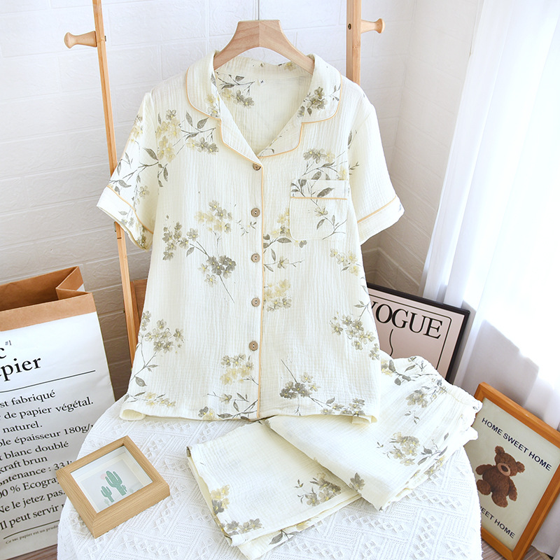 Bộ Pijama, Đồ Bộ Mặc Nhà Áo Cộc Quần Dài Chất Liệu Xô Muslin  M2 Cao Cấp