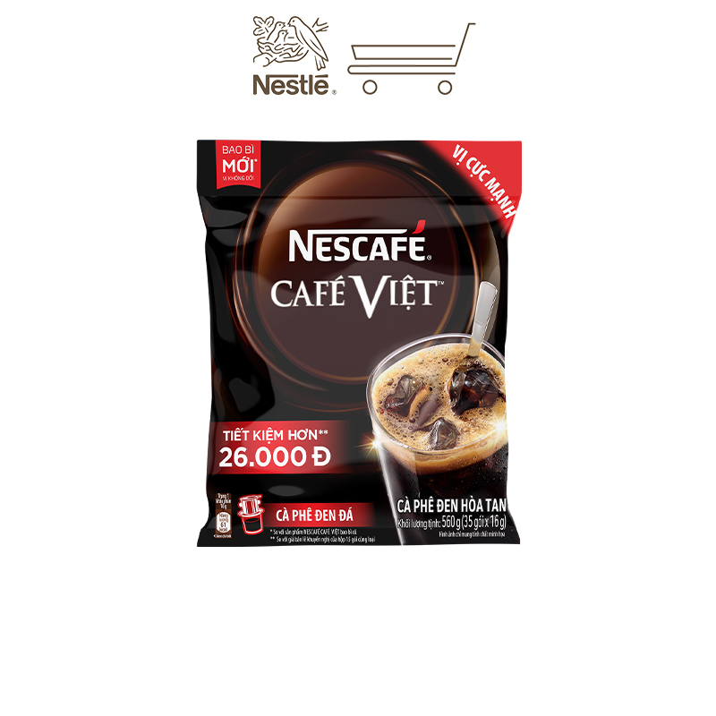 [Tặng Bình nước Inochi 1.3L NESCAFE] Cà phê đen hòa tan Nescafé CAFÉ VIỆT (bịch 35 gói x 16g)