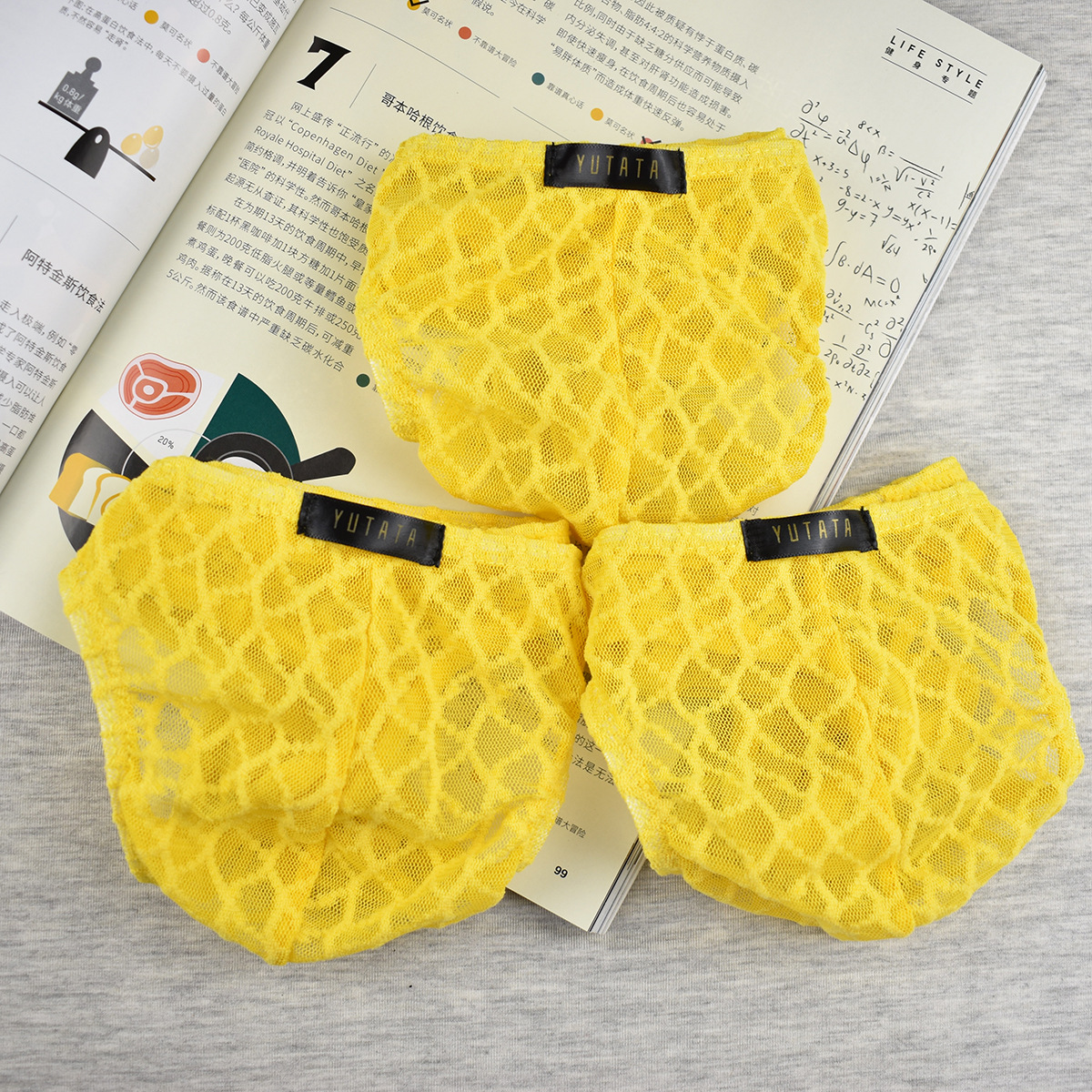 Quần lót nam lưới Sexy tam giác Brief bông kháng khuẩn Thoáng khí