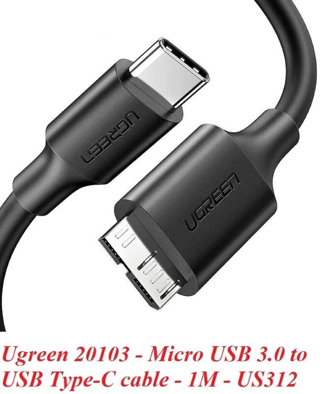 Ugreen UG20103US312TK 1M màu đen Dây USB 3.0 sang USB-C - HÀNG CHÍNH HÃNG