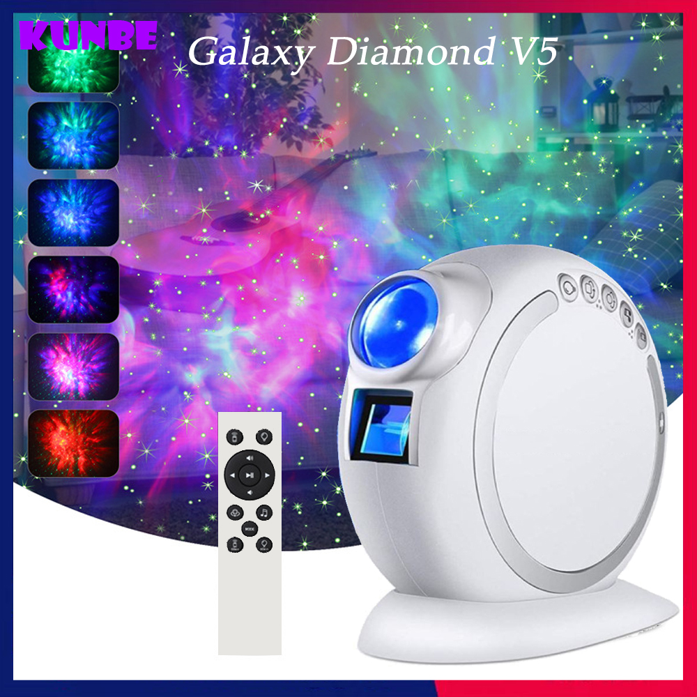 Đèn Thiên Hà Galaxy Diamond V5 Luxury KUNBE Kết Hợp Loa Bluetooth Chiếu Bầu Trời Sao Đêm Cho Phòng Bay, Sân Khấu