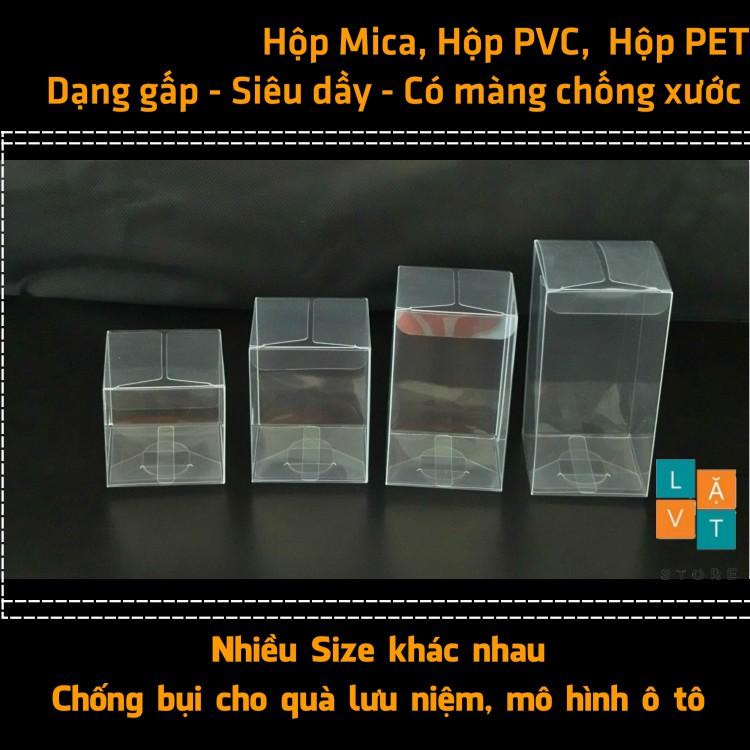 Hộp Mica, hộp PET dạng gấp có màng, bằng nhựa PVC, acrylic siêu dầy, trong suốt để chống bụi quà lưu niệm, mô hình