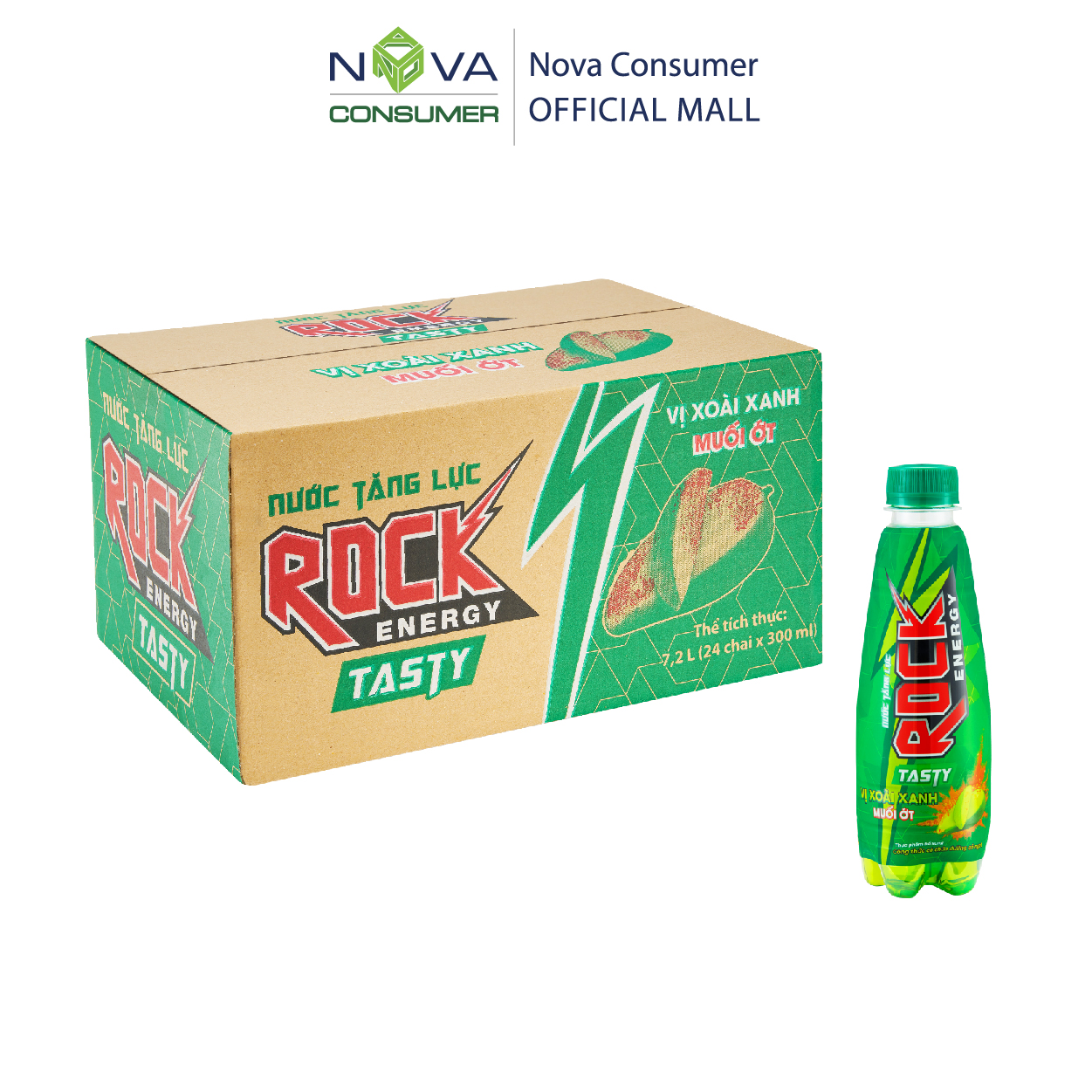 [Thùng 24 chai] Nước tăng lực Rock Energy Tasty vị xoài xanh muối ớt (300ml x 24 chai)