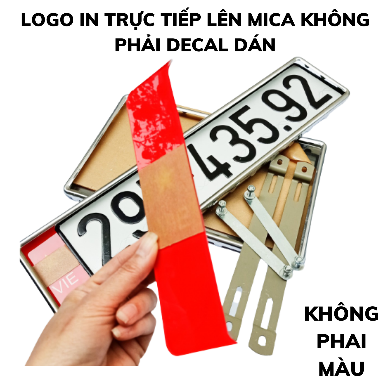 Khung biển số ô tô dài vuông kích thước cũ có cờ khung viền inox
