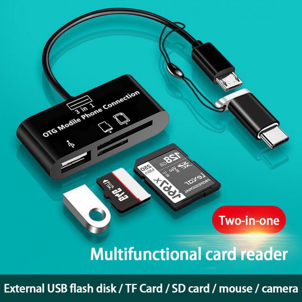 3 trong 1 đầu đọc thẻ nhớ Micro usb Type C bộ chuyển đổi thẻ nhớ USB-C