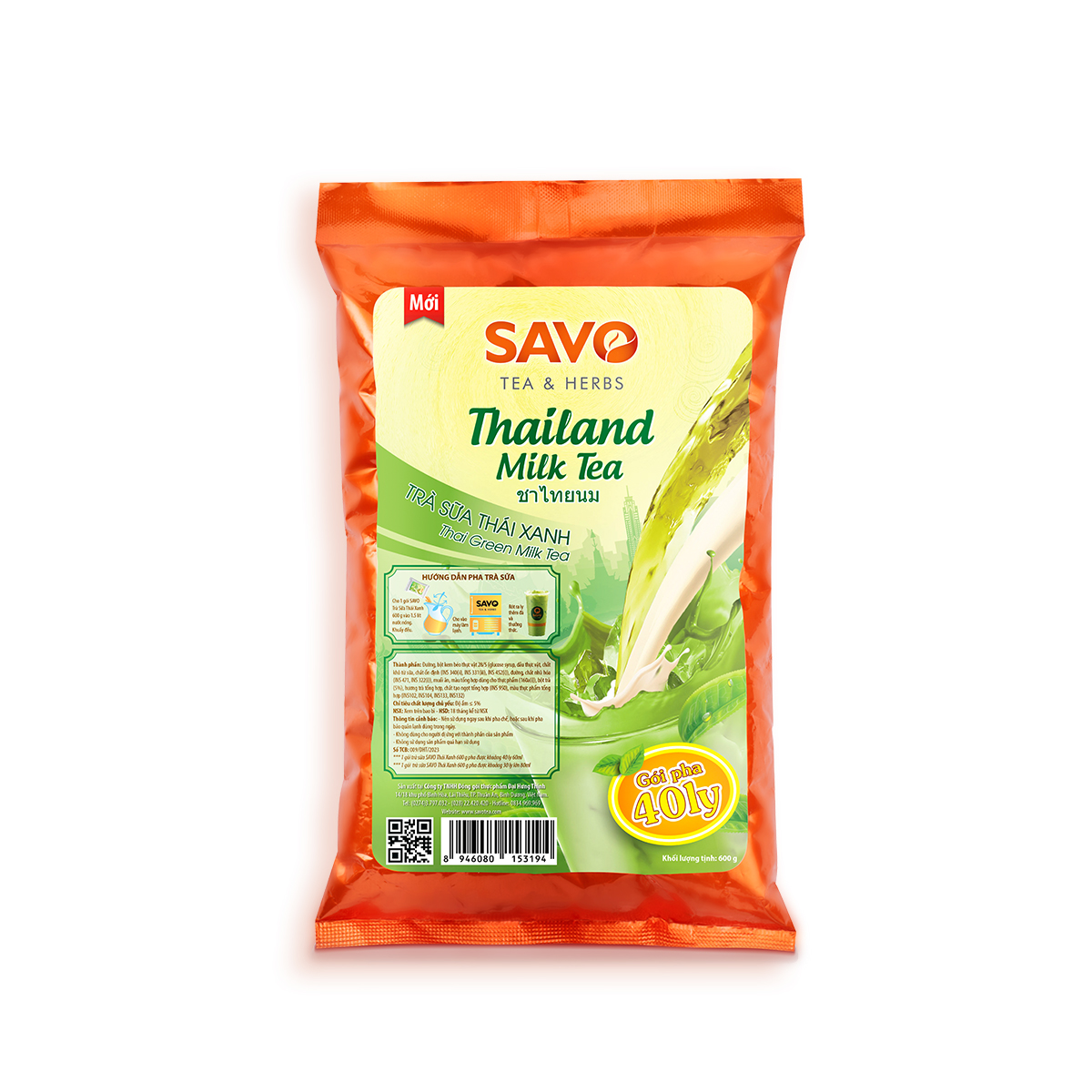 SAVO Trà Sữa Thái Xanh - Túi 600gr