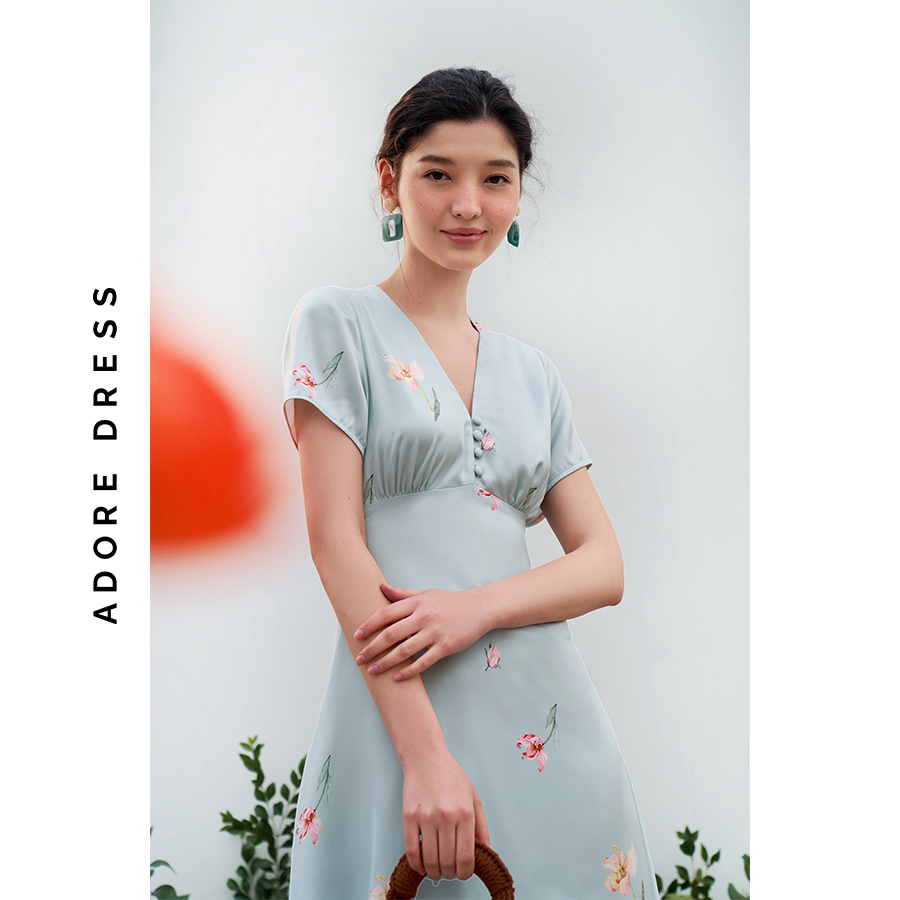 Đầm midi dresses lụa mint hoa nhỡ 311DR2019 ADORE DRESS