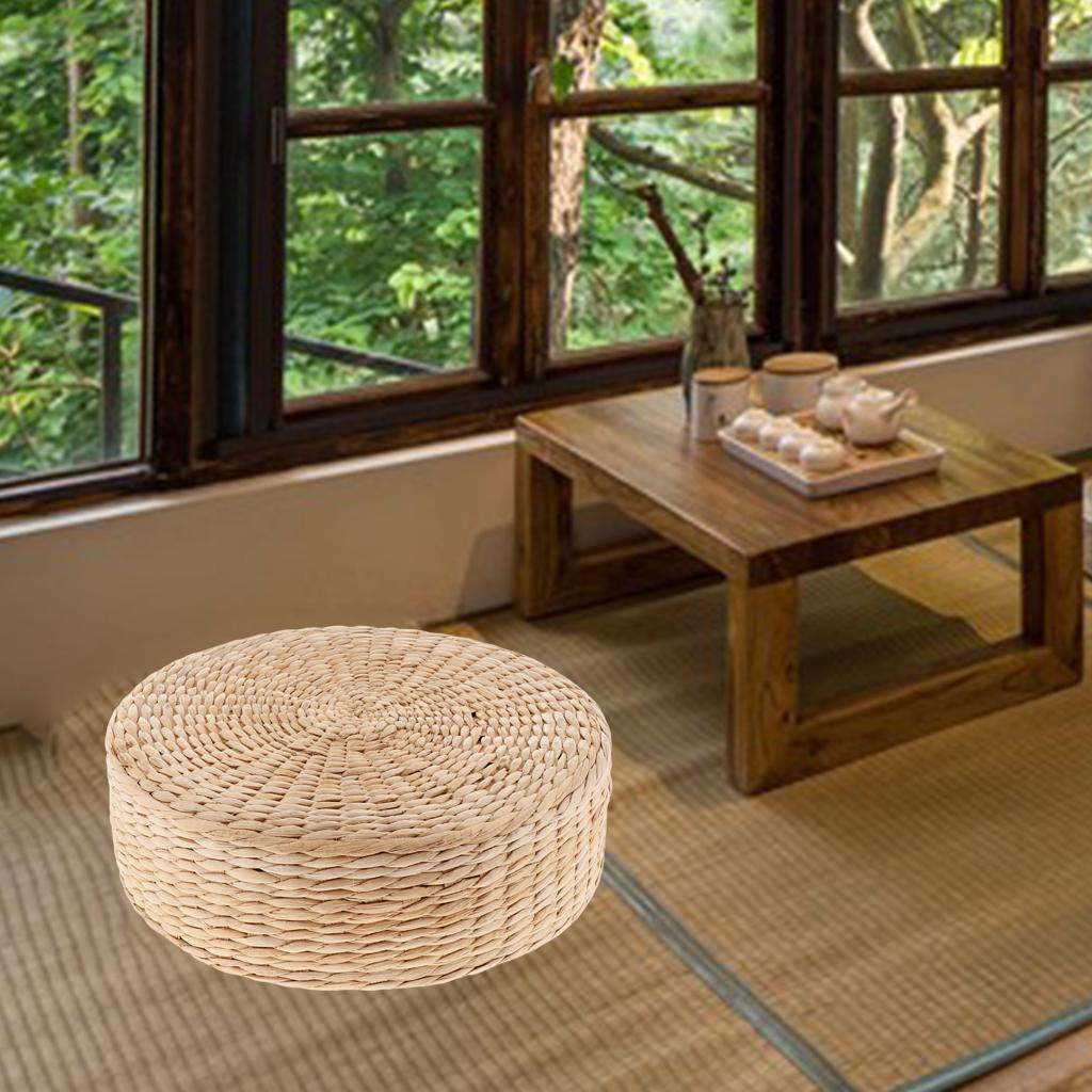 Japanese Flat Seat Cushion Handcrafted Breathable Straw Cushion