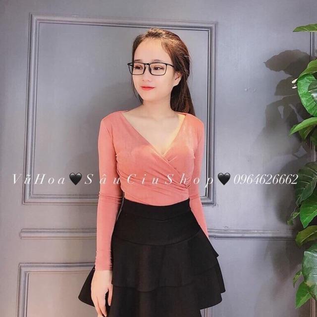 Áo nhũ nhung chéo ngực
