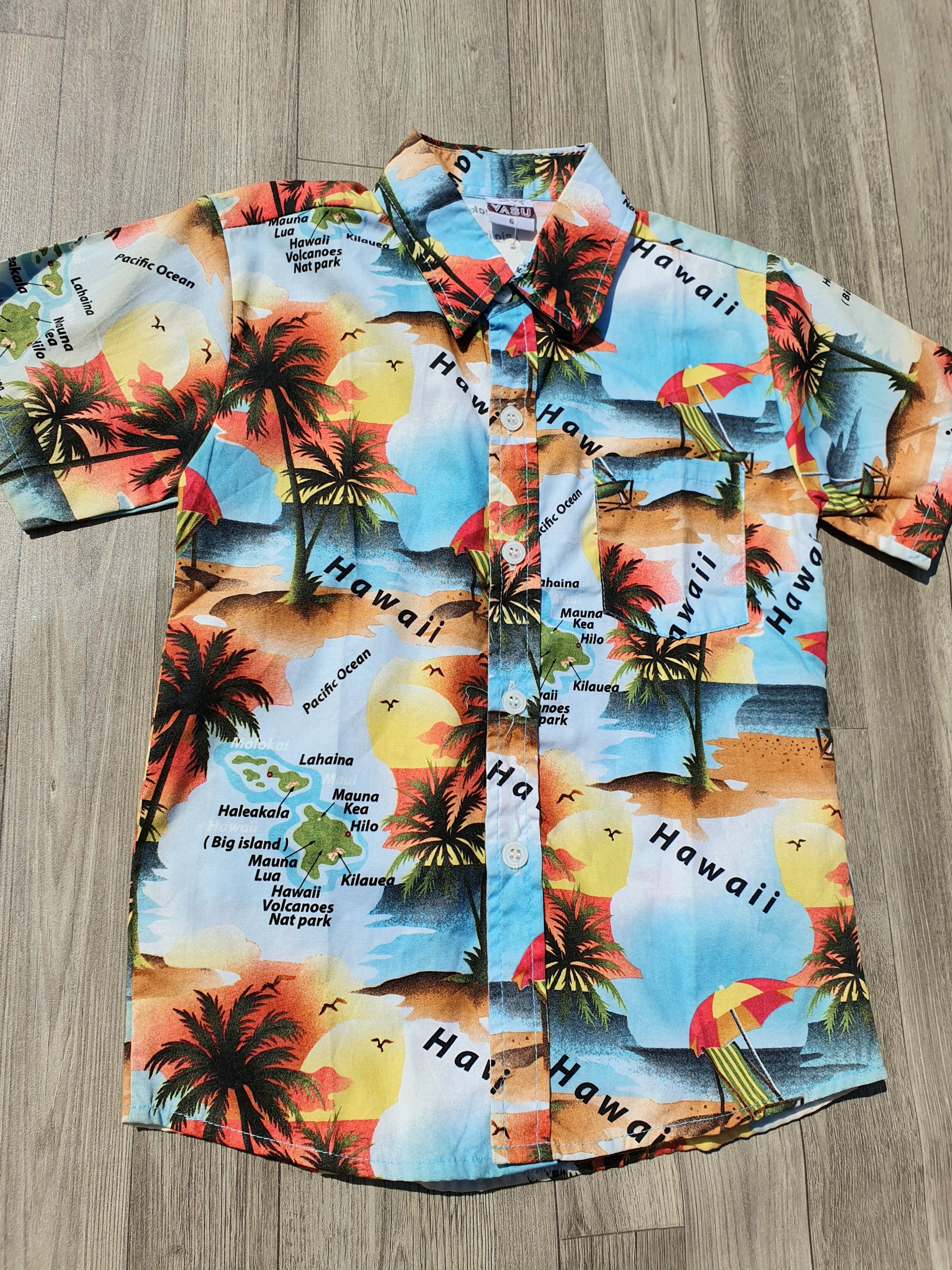 Áo sơ mi cho bé trai phong cách Hawai size 18-28kg chất kate mềm mát