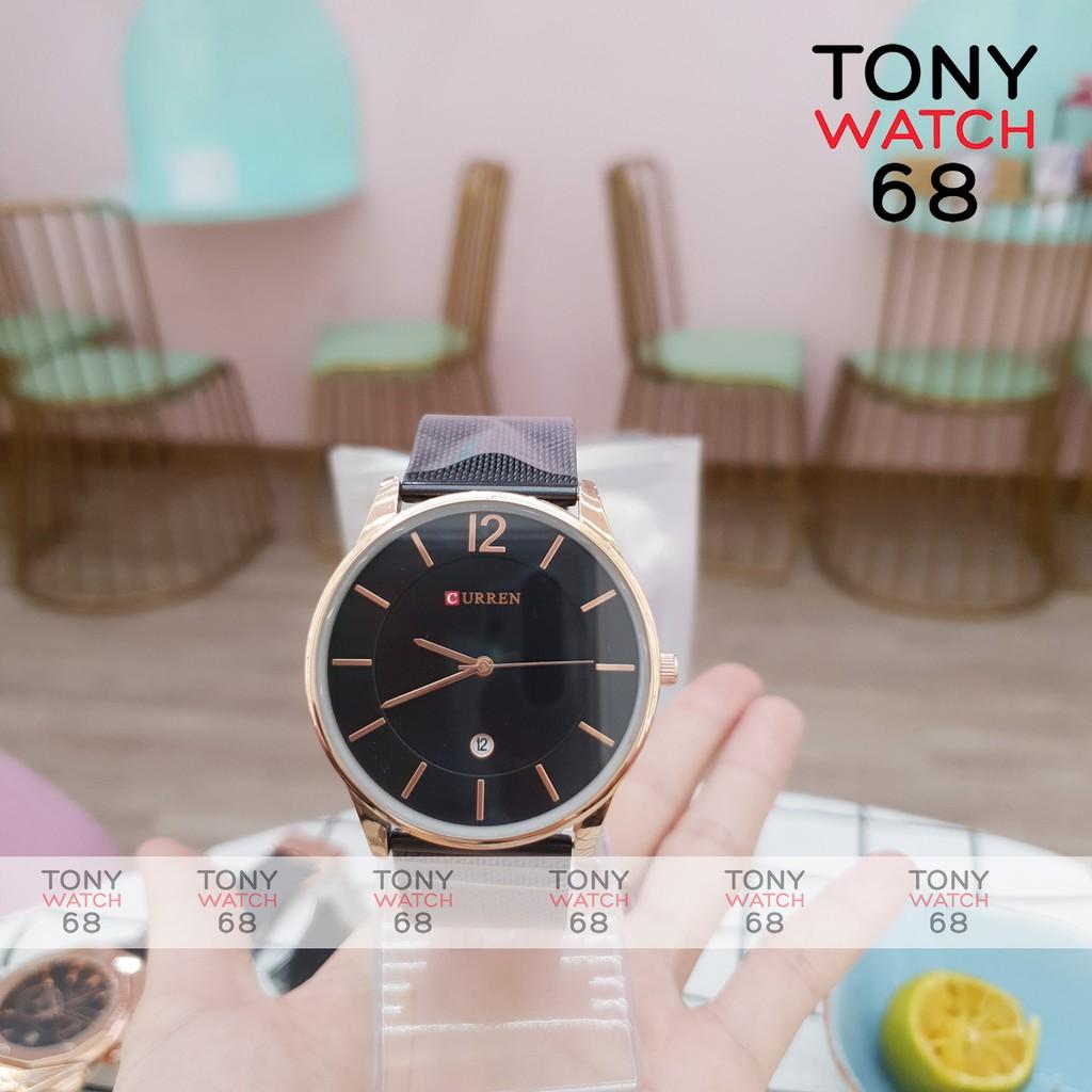 Đồng hồ nam Curren dây lụa mặt số vạch 40mm đơn giản thanh lịch chống nước chính hãng Tony Watch 68