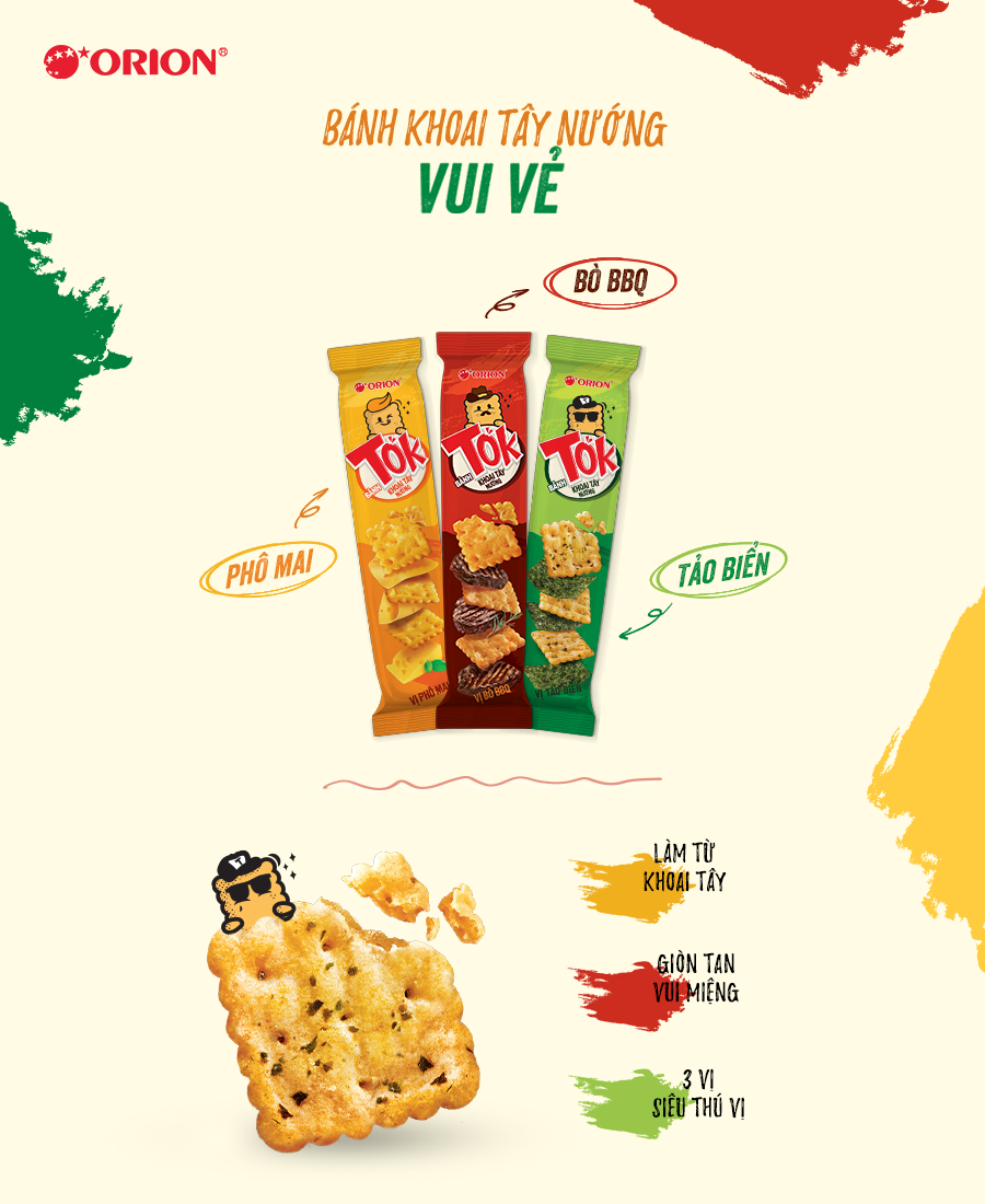 Snack Khoai Tây Nướng Tok (Hộp 10 Gói x 36,5g)