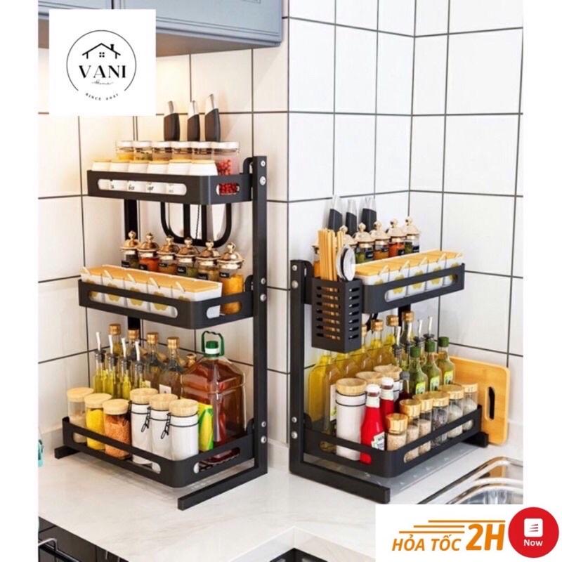 Kệ gia vị bếp inox 2 tầng 3 tầng sơn tĩnh điện chống gỉ cao cấp