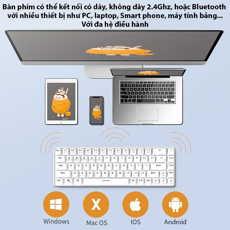 Hình ảnh Bàn phím cơ Coputa bàn phím bluetooth không dây mini kết nối điện thoại laptop máy tính bảng Full LED XM68