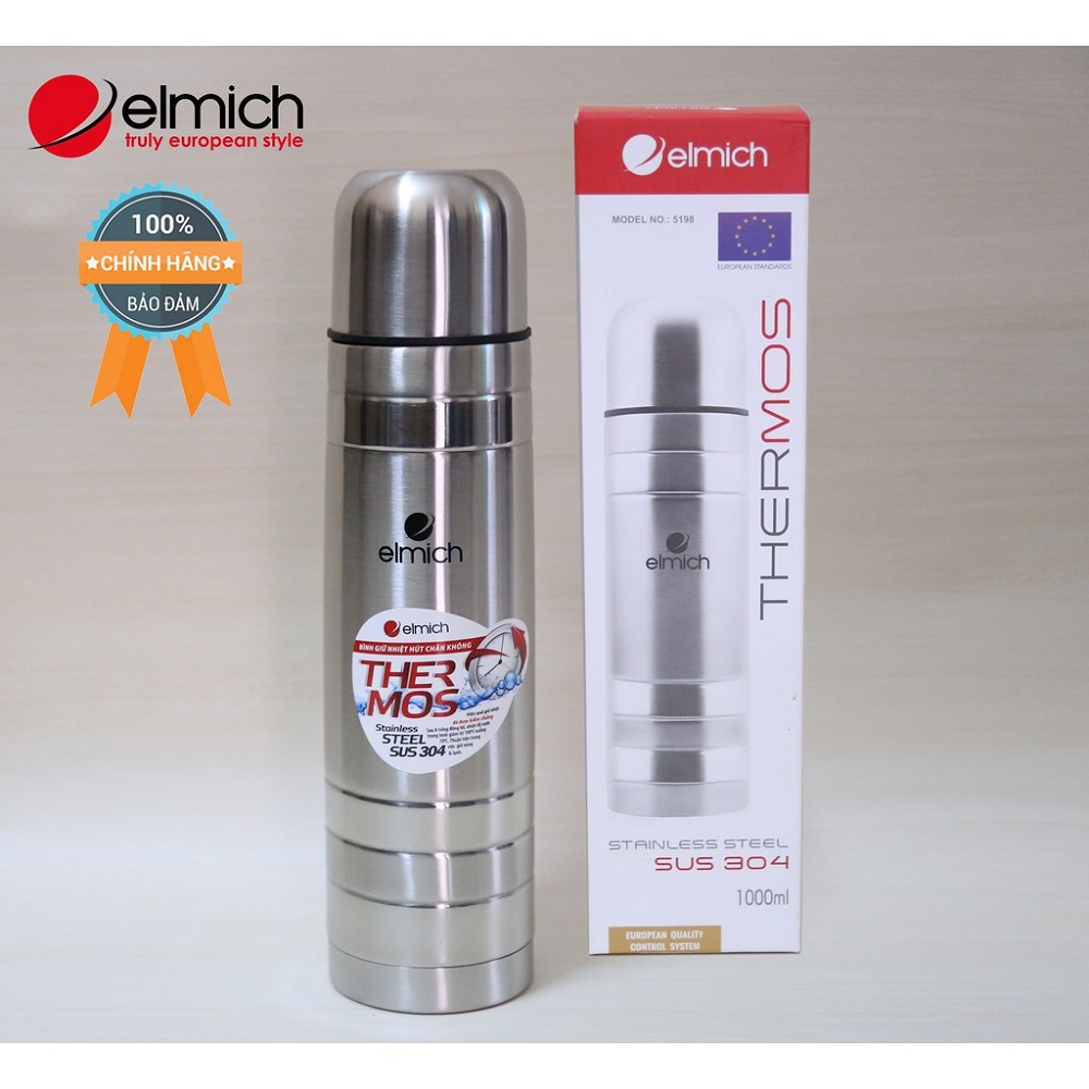 Bình giữ nhiệt Elmich - Hàng chính hãng Cộng hòa Séc - Chất liệu: Inox 304 - Dung tích: 1000ml - Thời gian giữ nhiệt: từ 8 -12h liên tục - Bảo hành chính hãng: 12 tháng - Cấu tạo vỏ bình : 3 lớp EL-5198