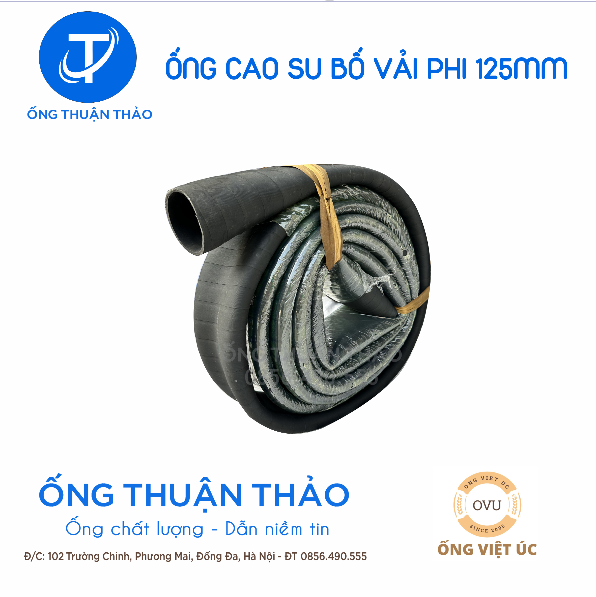 Ống cao su bố vải KT phi 125MM CUỘN 10 MÉT Nhập Khẩu - Ống Chống Phá Chống Nổ THUẬN THẢO