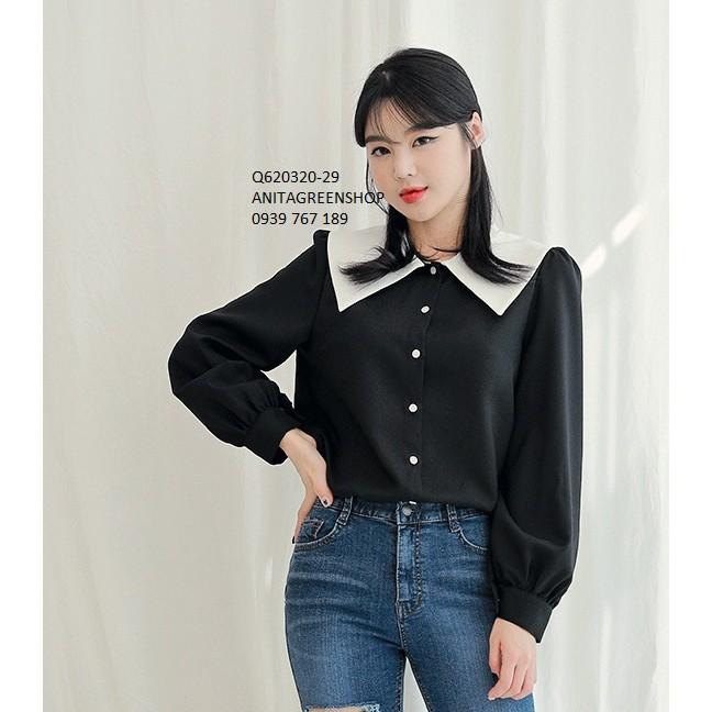 Q620320 ÁO SƠ MI NỮ PHỐI MÀU