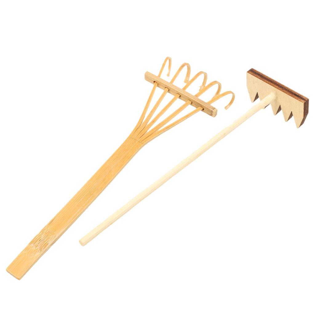 2x Japanese Style Natural Bamboo Rake for Zen Garden Sand Home Decoration