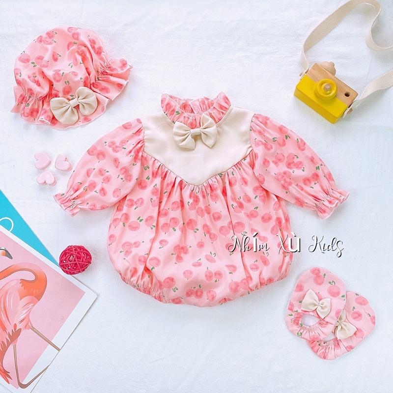Body Mũ Hồng Cổ Bèo Chất Đũi Tằm Cho Bé Gái 3 Đến 12kg