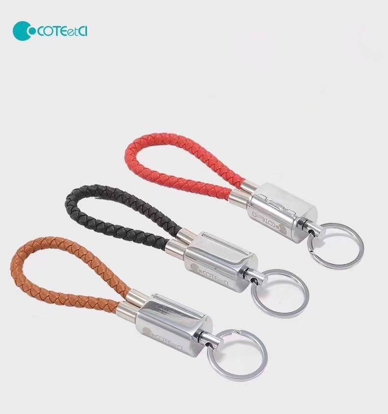 Dây cáp sạc nhanh Lightning dạng móc khóa thời trang hiệu COTEETCI Leather Keychain M18 cho iPhone / iPad / tai nghe Airpods / Airpods Pro  tốc độ truyền tải dữ liệu cao 480Mbps, móc khóa tiện lợi) - Hàng nhập khẩu