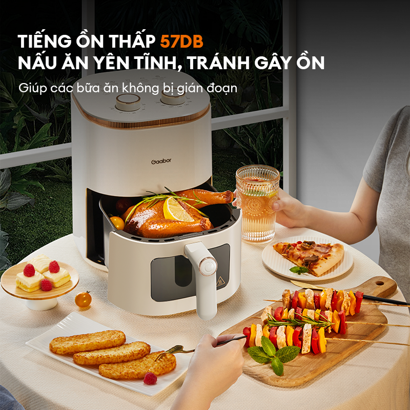 Nồi chiên không dầu 5L Gaabor AF-45M01A mặt kính trong suốt vừa con gà 1.5kg công suất 1350W - Hàng chính hãng