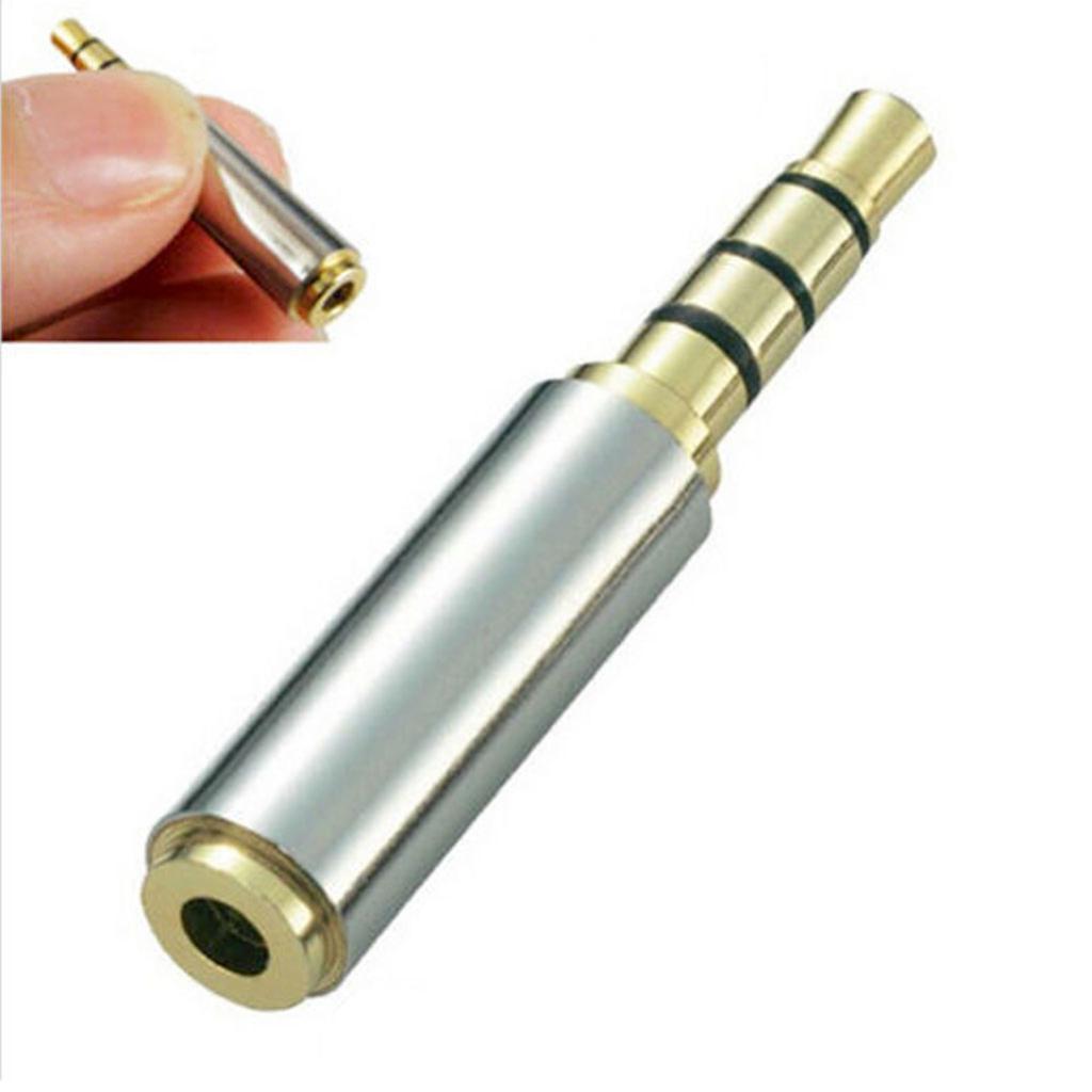 Gold Metal 3.5mm Male to 2.5mm Female Socket Headphone Mic Adapter Converter