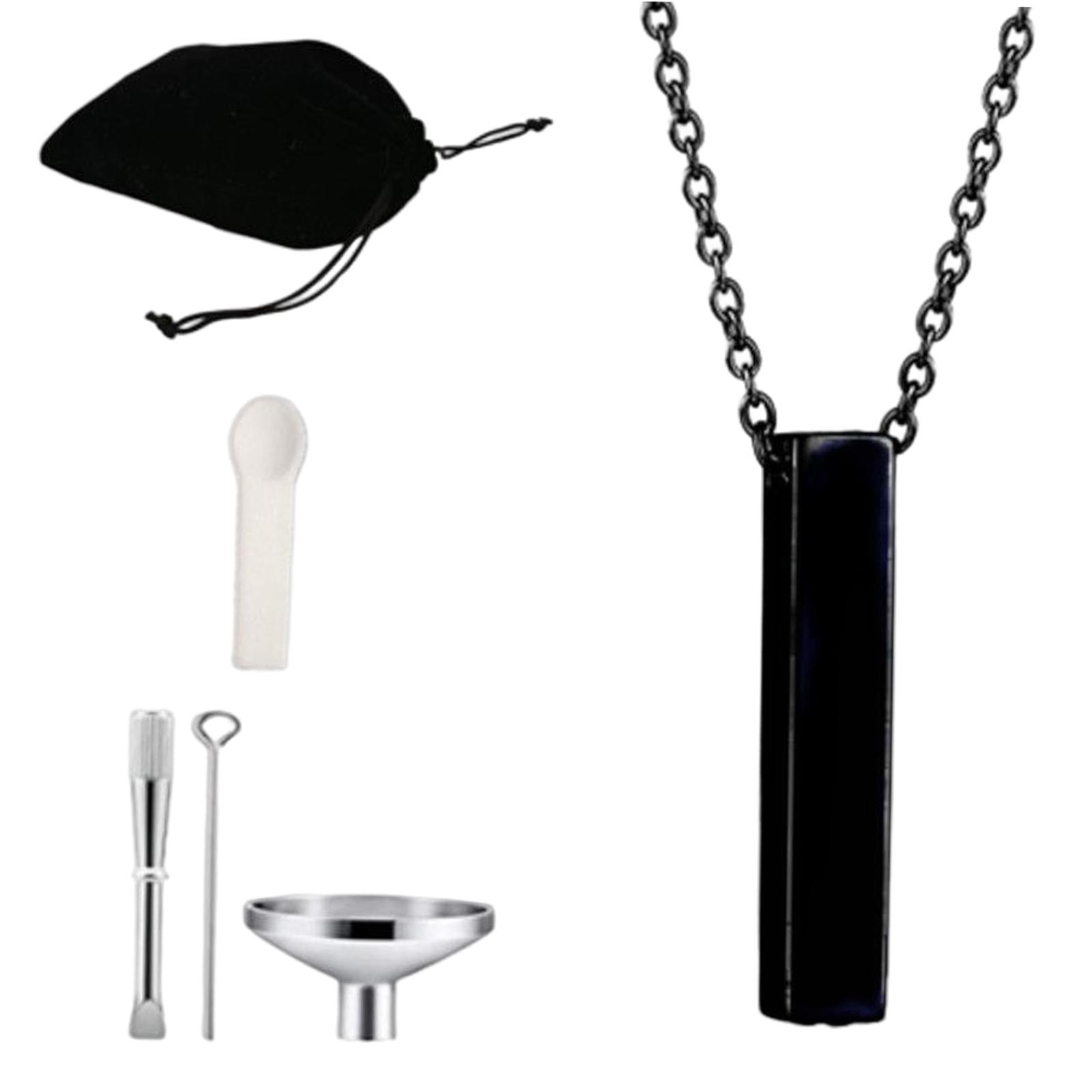 Cremation Urn Necklace for  Manmade Locket Pendant Charm Jewelry Gift Black