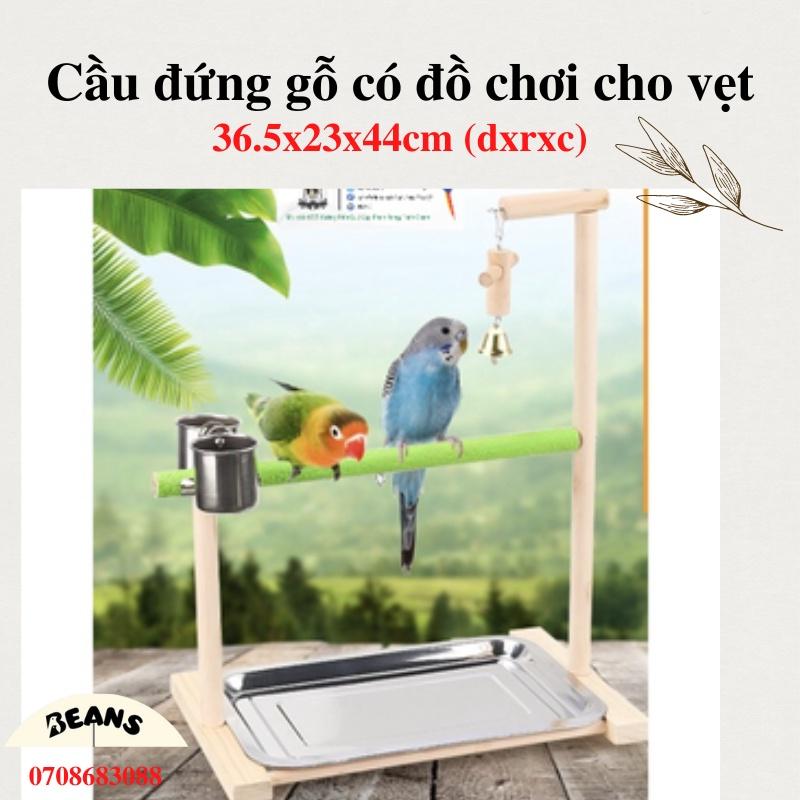 Cầu đứng gỗ dành cho chim, vẹt size nhỏ, size trung 36,5x23x44cm