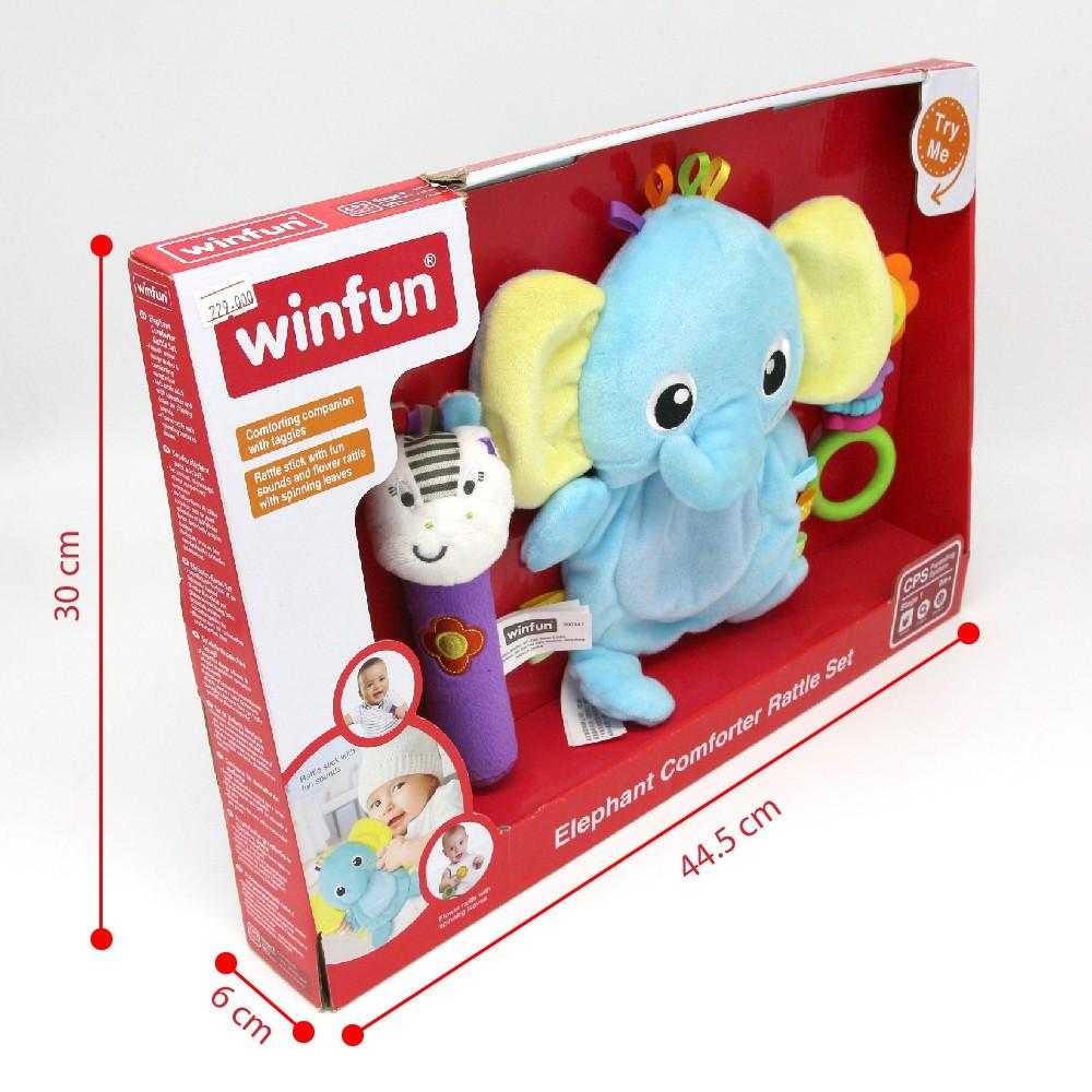 Set 3 đồ chơi cầm tay xúc xắc chíp chíp voi gặm nướu cho bé sột soạt WINFUN 3026 - cho bé từ 0 tới 12 tháng - BPA free
