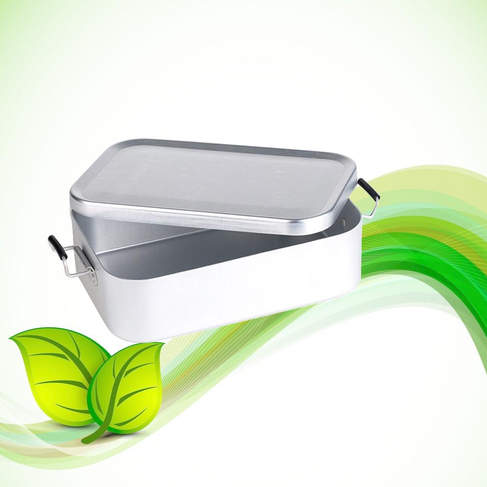 Nhôm Bento Box Thực phẩm container đúp Tai Buckle Bộ đồ ăn