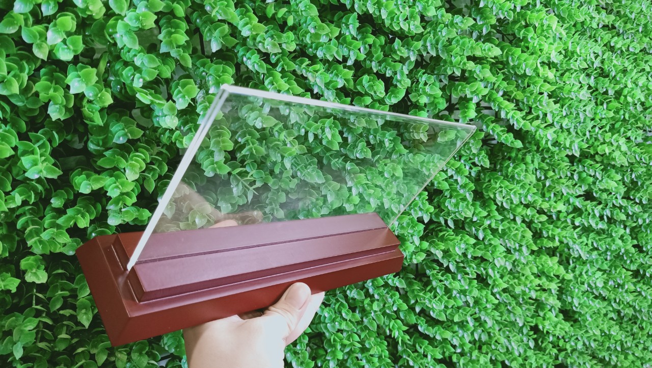 Biển mica gỗ nhị cấp 12x24cm